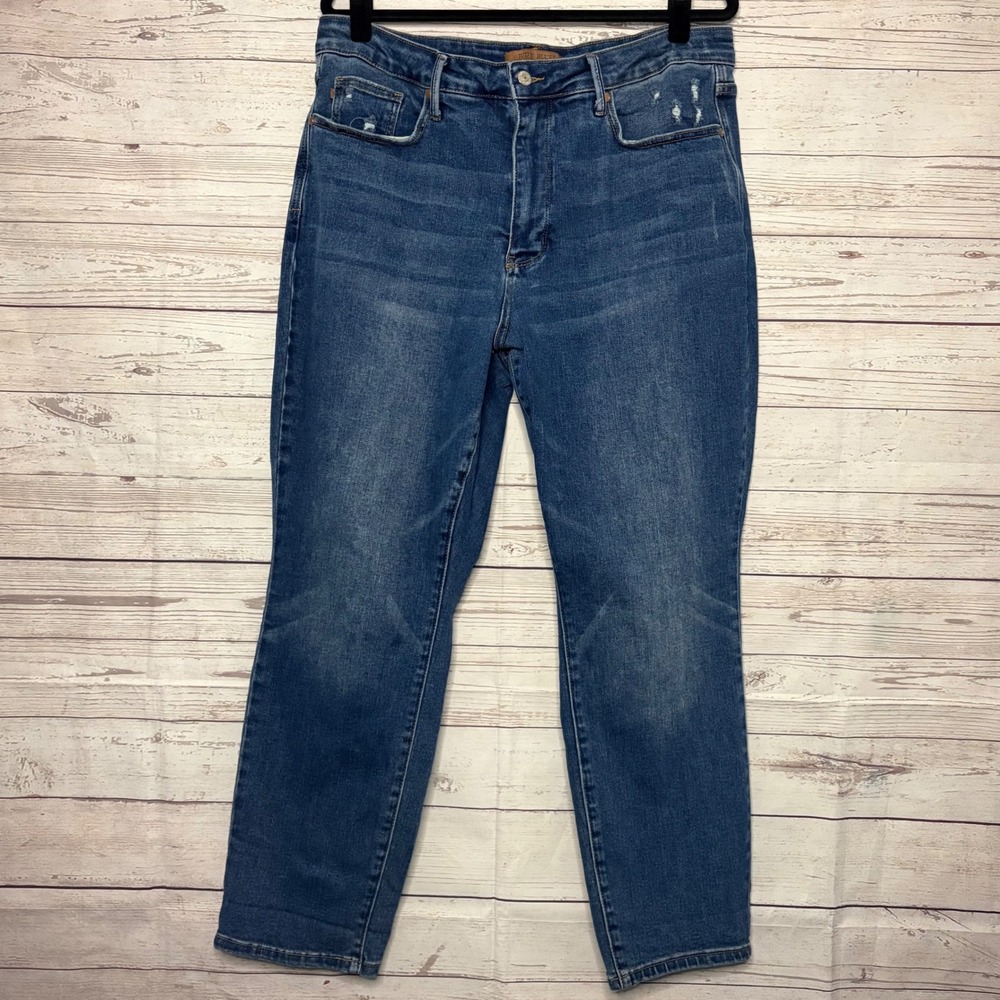 Judy Blue Womens 20W Distressed High Rise Skinny Jeans Dark Wash JB88776 DK